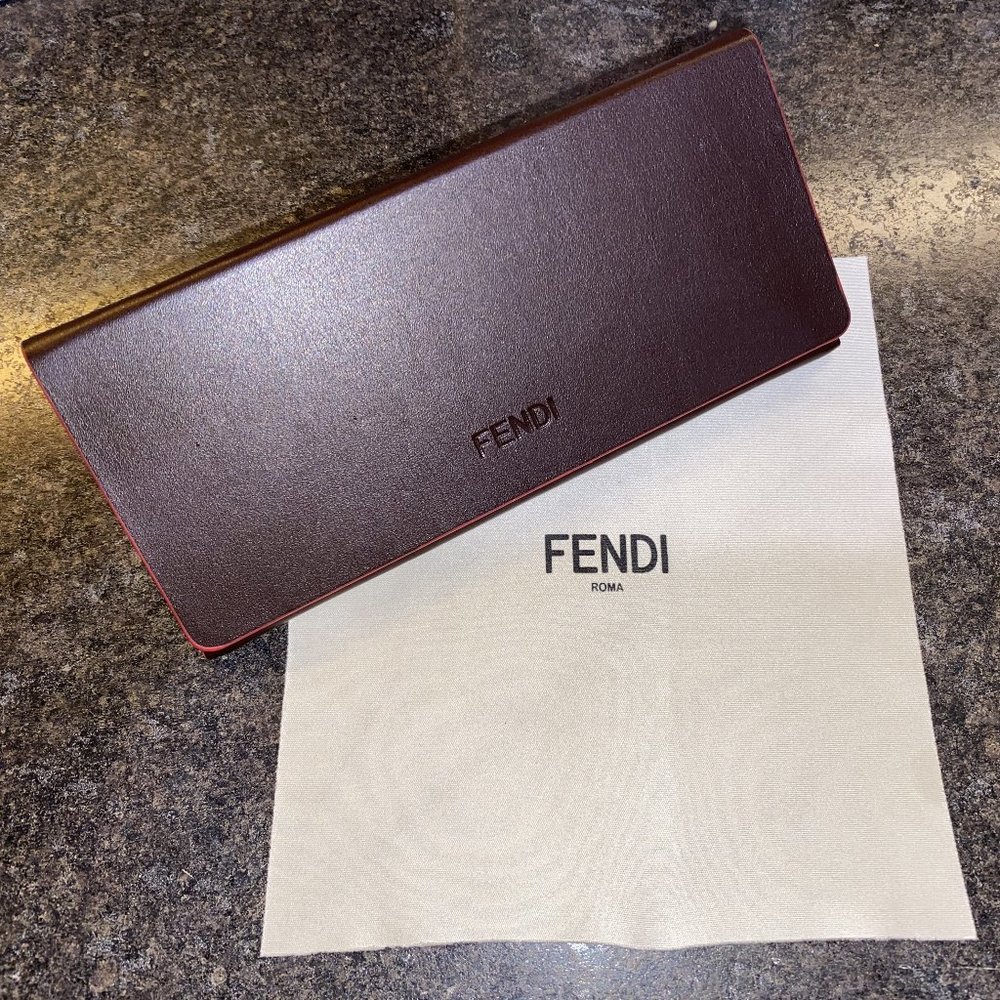 FENDI Eyeglass case with red trim and cleaning cloth